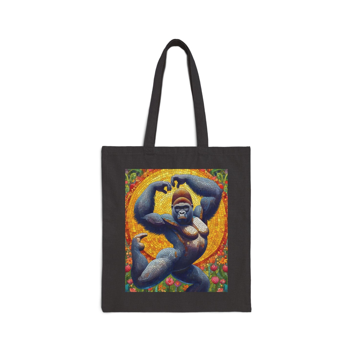 Gorilla Ballet Mosaic Art Canvas Tote Bag - Dance/Animal Gift (Black Color Bag)