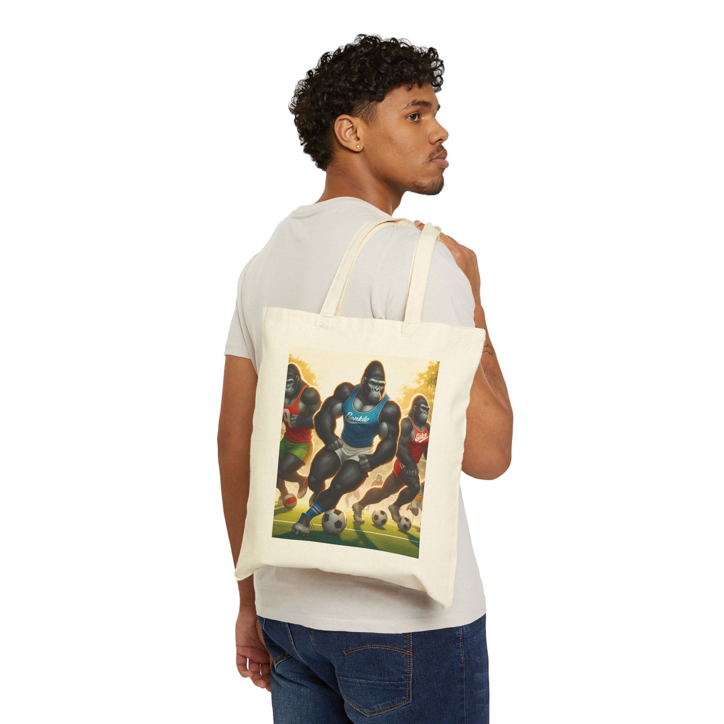 Animal Sports Gorillas Soccer Canvas Tote Bag
