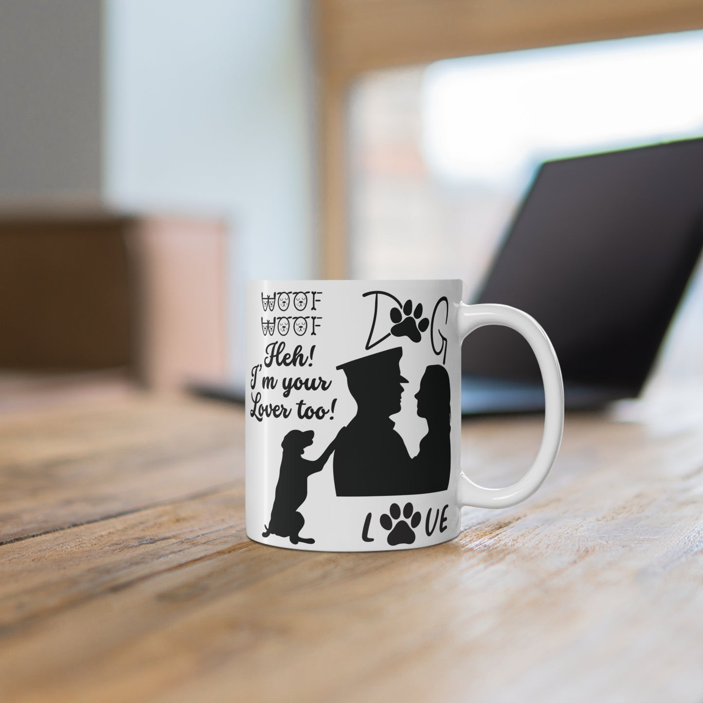 Dog Lover 11oz Mug – Romantic Couple & Pet Design / Valentine Gift