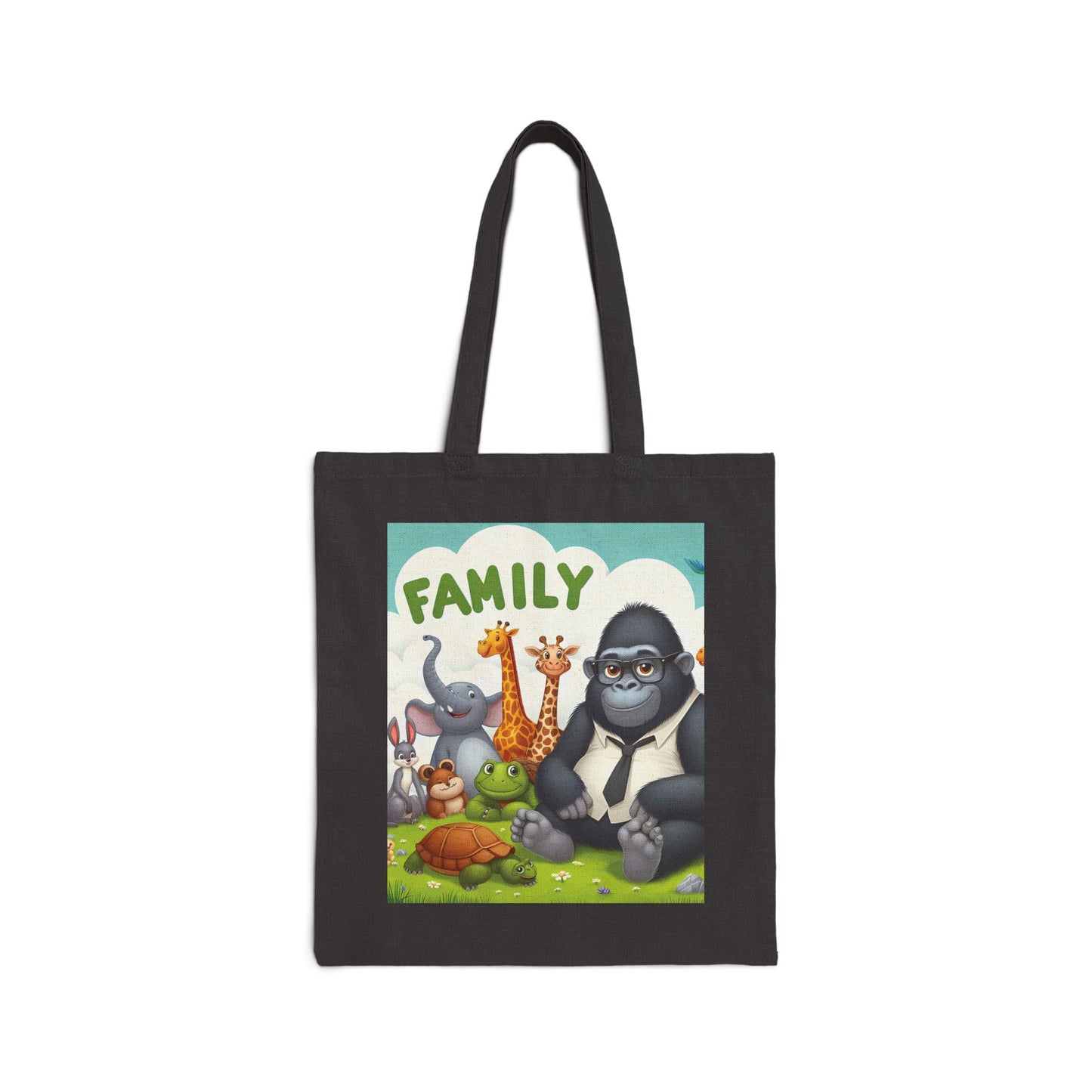 Embrace the warmth of family with our delightful "Family" Cartoon Animal Canvas Tote Bag. This practical and heartwarming tote features a lovable gorilla surrounded by animal friends. Perfect for animal lovers and families. A wonderful gift for loved ones or a delightful treat for yourself. BUY NOW! (SK Superb)