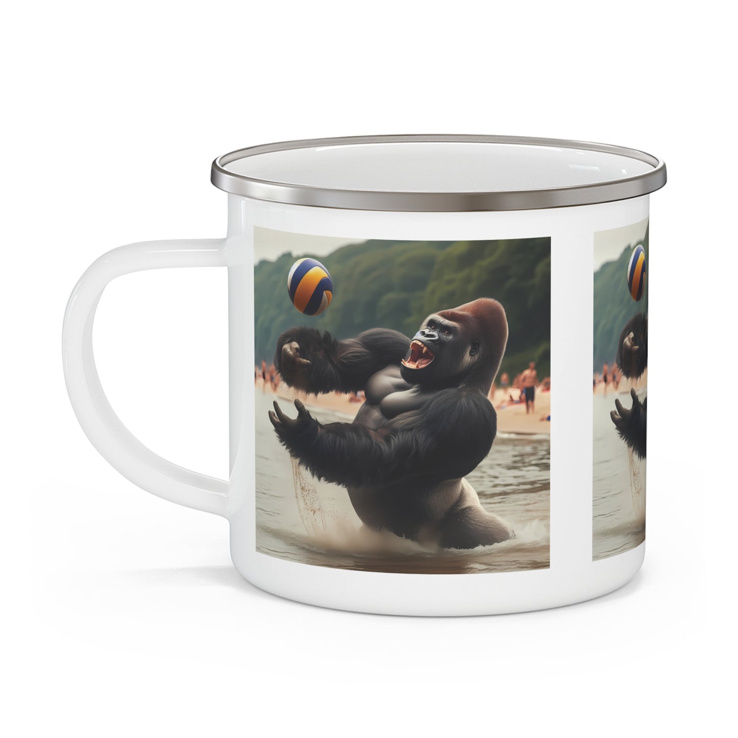 Animal Design Gift Gorilla Beach Volleyball Enamel Camping Mug - Outdoor Adventure