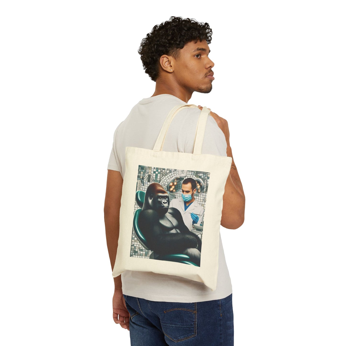 Artistic Design Gorilla Dentist Canvas Tote Bag