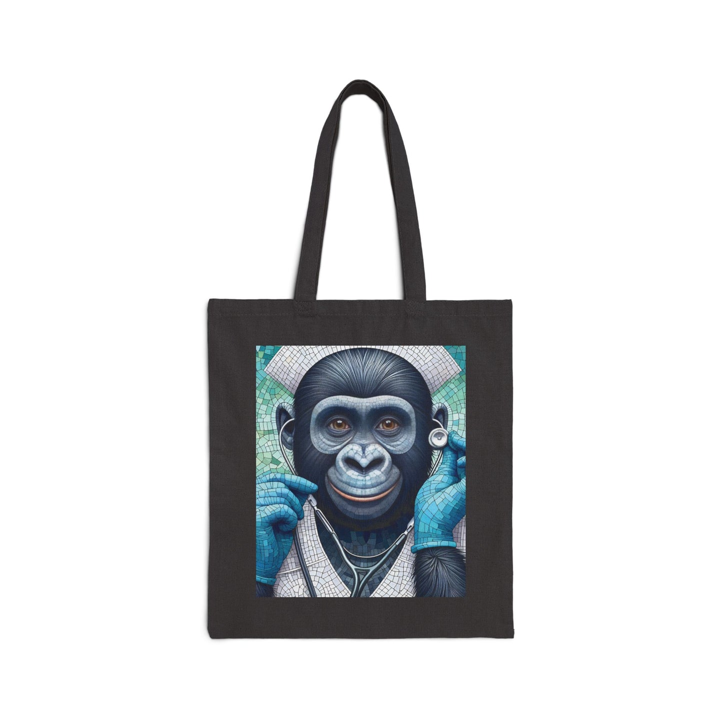 Eco-Friendly Canvas Tote Bag with Nurse Gorilla Mosaic Art – Perfect for Healthcare Heroes