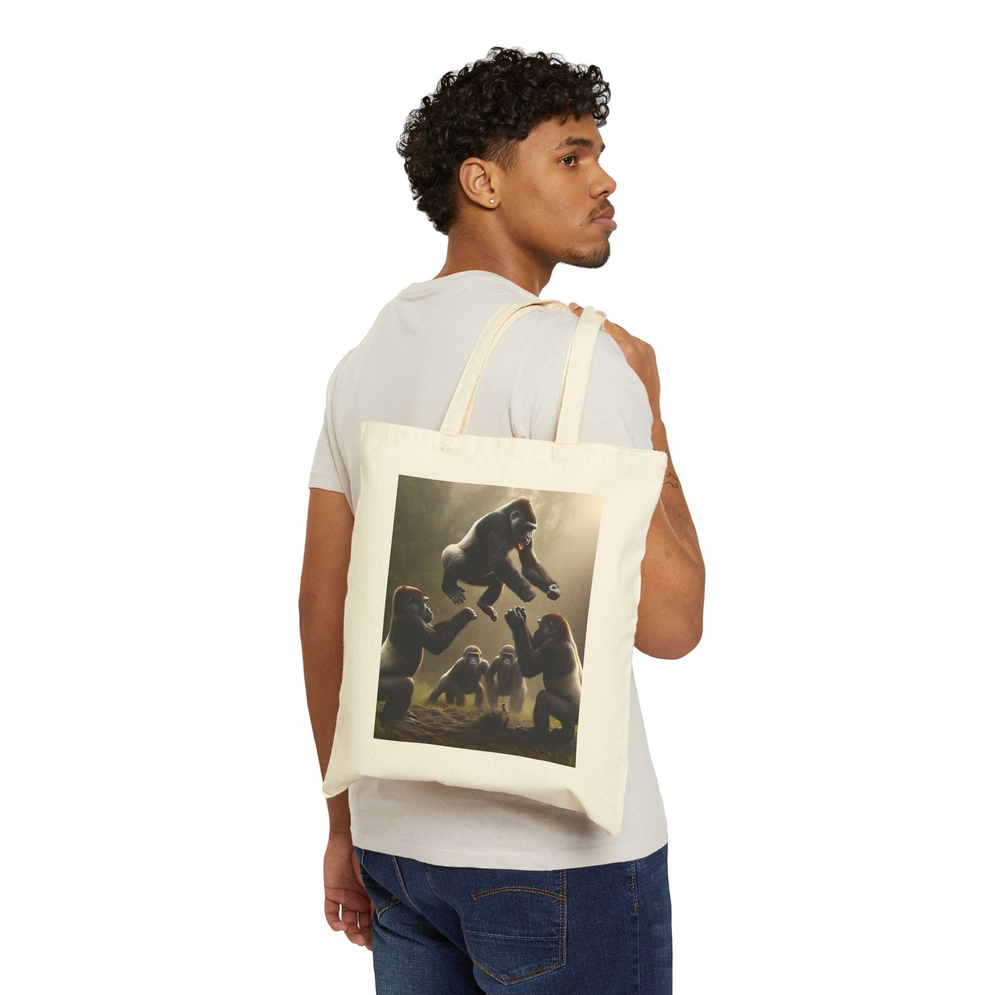 Active Gorilla Group Interaction Canvas Tote Bag - Nature & Animal Tote