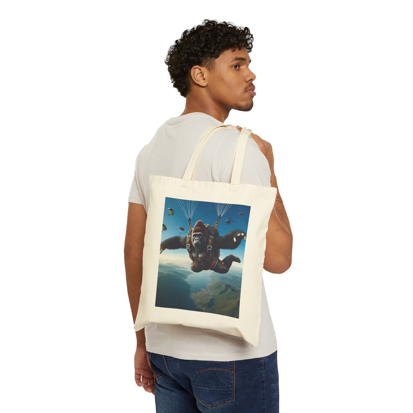 Outdoor Gorilla Skydiving Canvas Tote Bag - For Parachuters