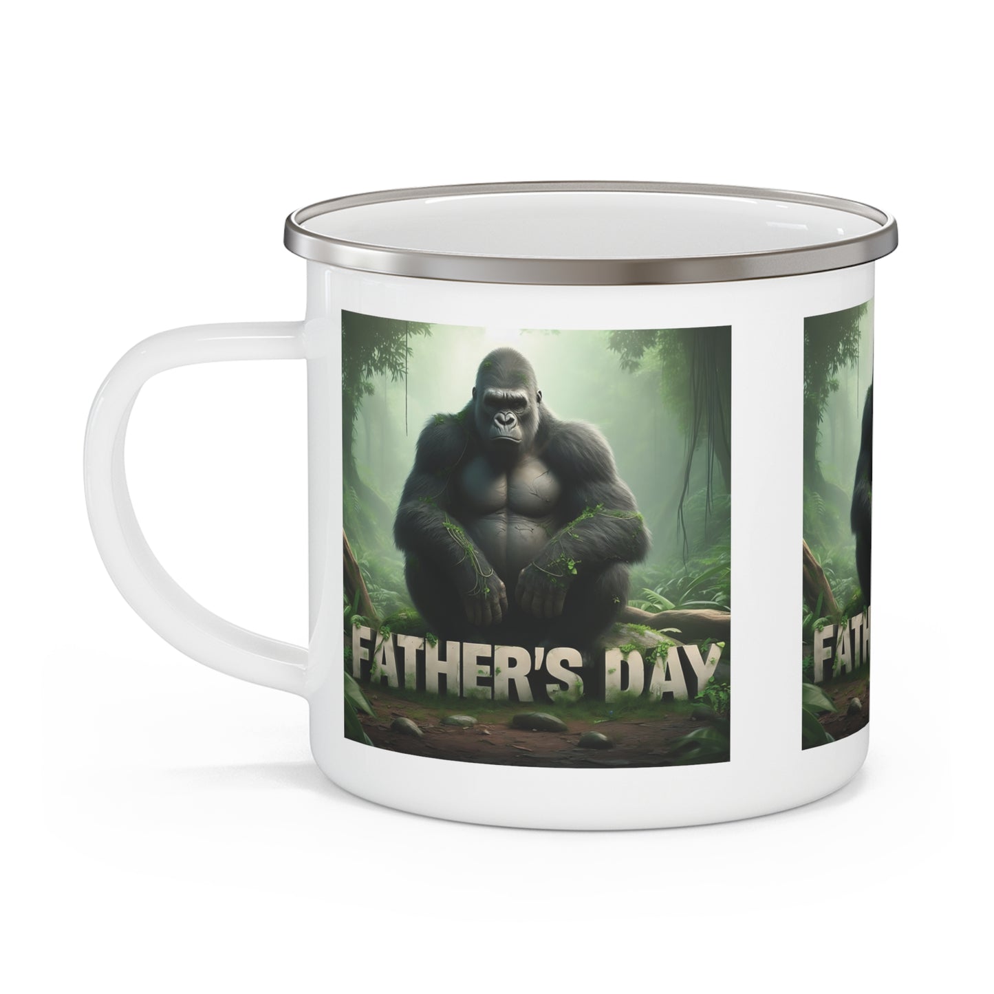 Father's Day Gorilla Enamel Camping Mug - Gift for Dad