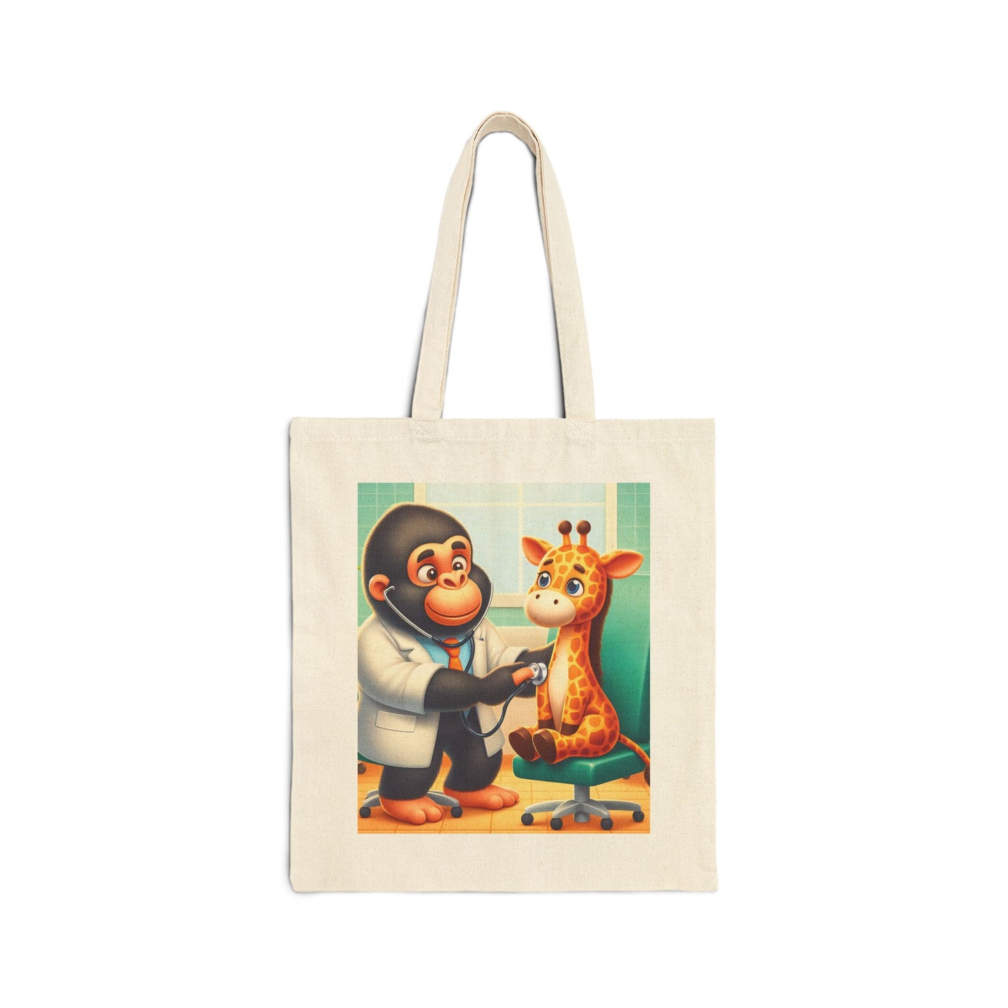 Whimsical Animal Care Gorilla Vet Doctor Canvas Tote Bag