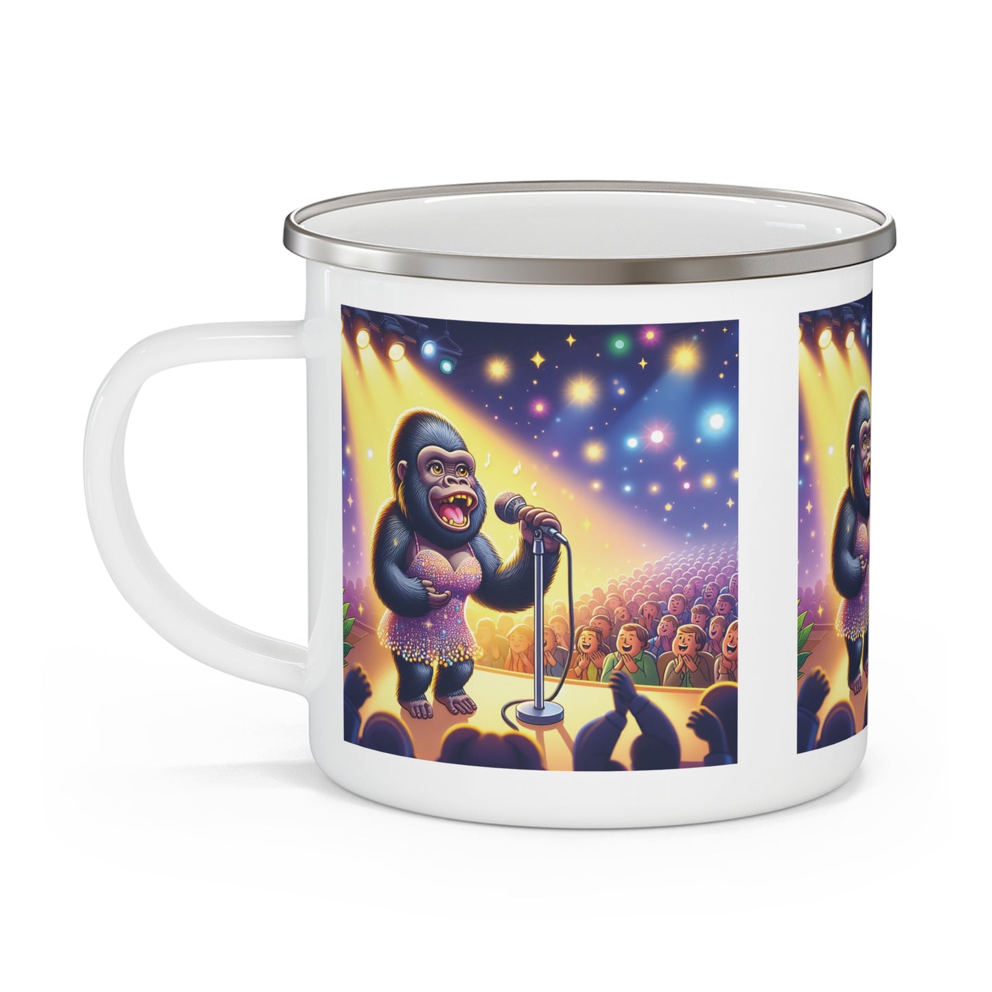 Adorable Female Gorilla Singer Enamel Camping Mug - Animal / Outdoor Adventure