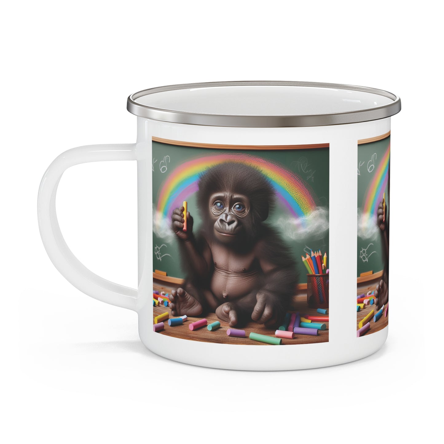 Creative Drawing with Baby Gorilla Enamel Camping Mug - Kids Gift