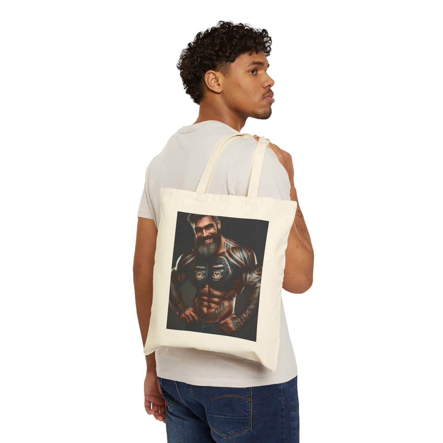 Bold Bodybuilder Tattooed Man Canvas Tote Bag