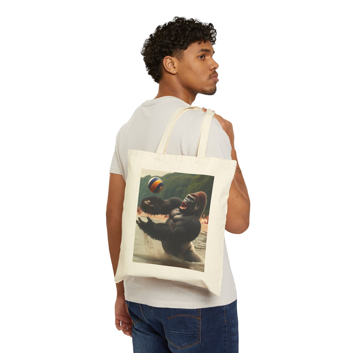 Charming Sporty Gorilla Beach Volleyball Canvas Tote Bag