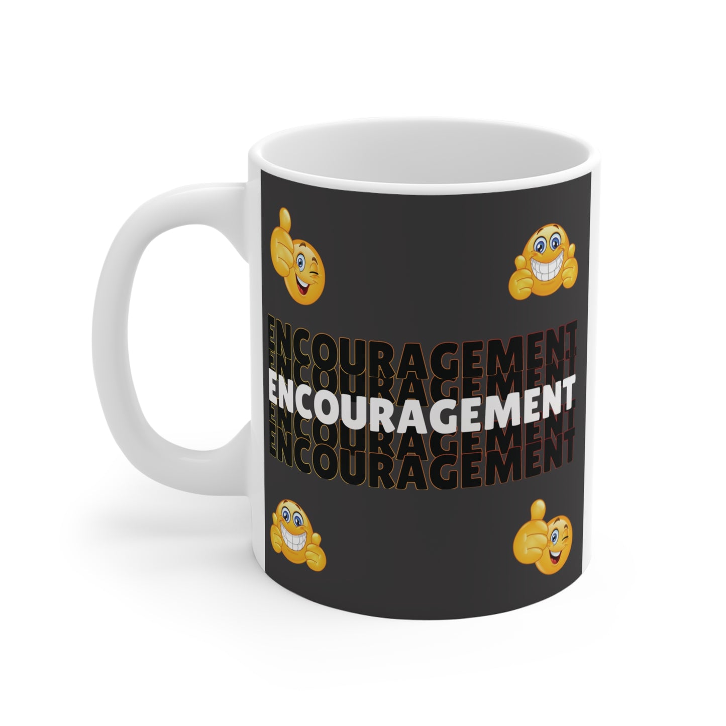 Start your day with our "Encouragement Emoji 11oz Mug"! Uplifting gift for friends, coworkers, loved ones, for home or office. BUY NOW!
