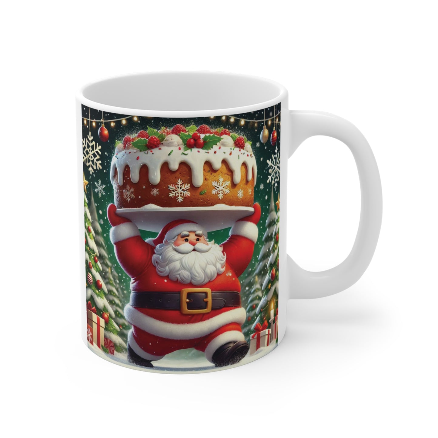 Santa's Fruitcake Power Workout 11oz Mug - Funny Christmas Gift for Fruitcake Day
