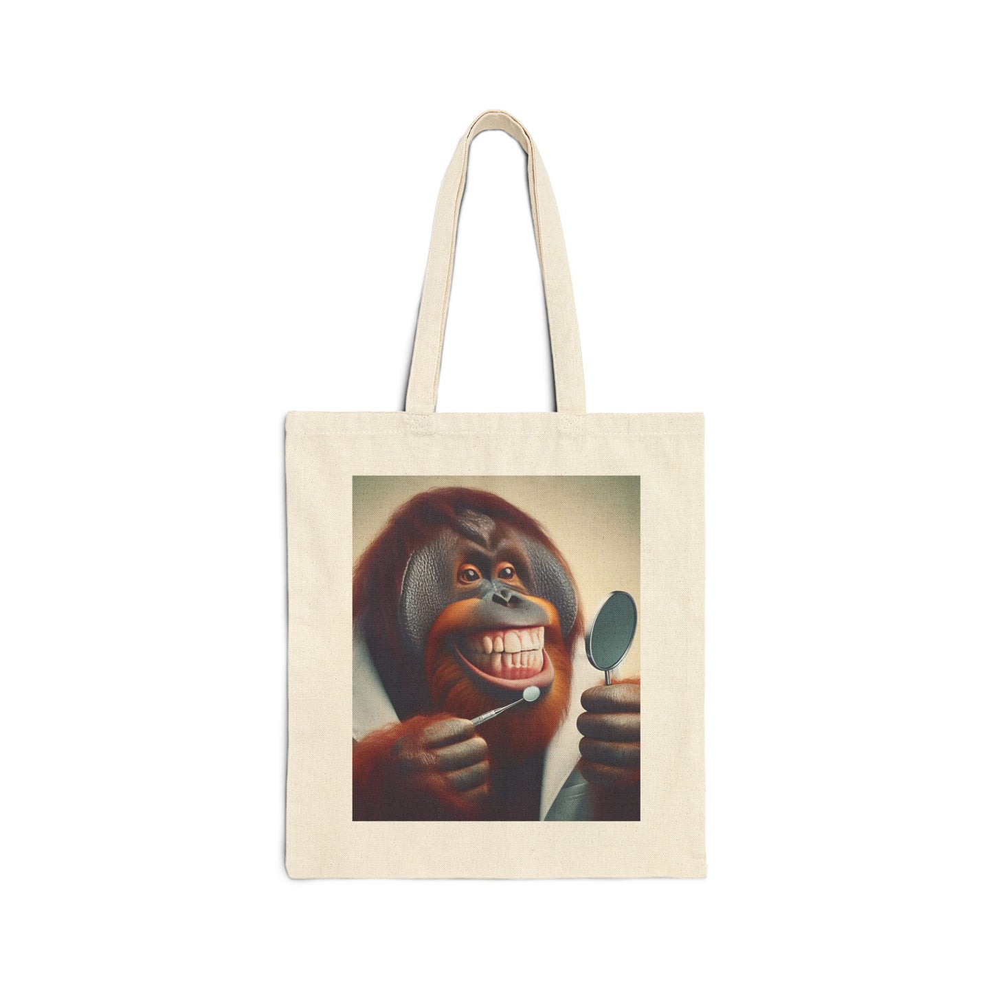 Meet your new favorite tote bag featuring a delightful and whimsical design of a gorilla dentist checking his own dental problem! This bag is both fun and functional. Ideal for animal lovers, dentists, and anyone who appreciates unique and eye-catching accessories. BUY NOW! (SK Superb)