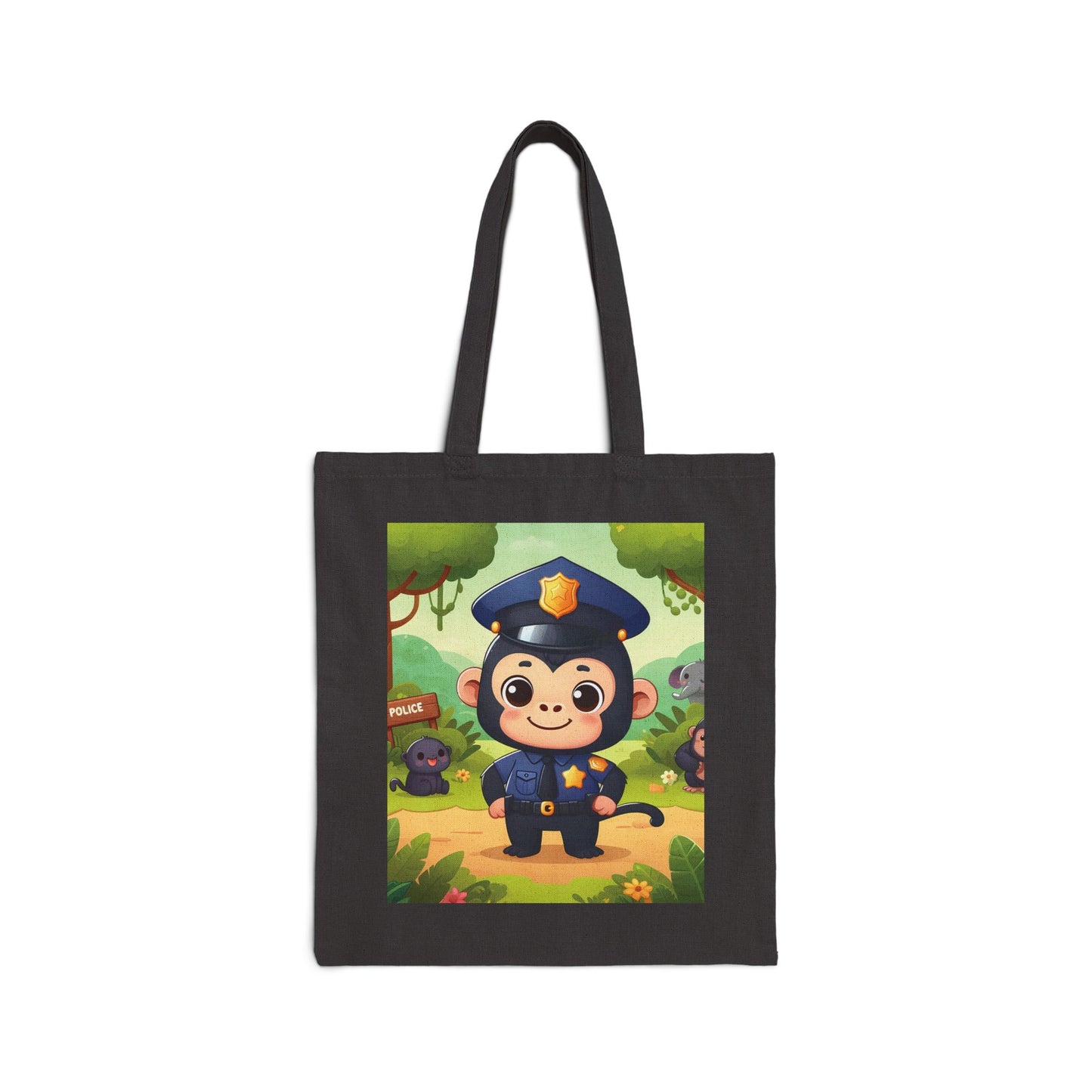Encourage the next generation of heroes with our "Charming Cartoon Police Monkey" Canvas Tote Bag. Perfect for shopping, school, work, or casual outings. Great gift for animal lovers, children and adults. Inspire your child's dreams of becoming a police officer with this fun tote bag. BUY NOW! (SK Superb)