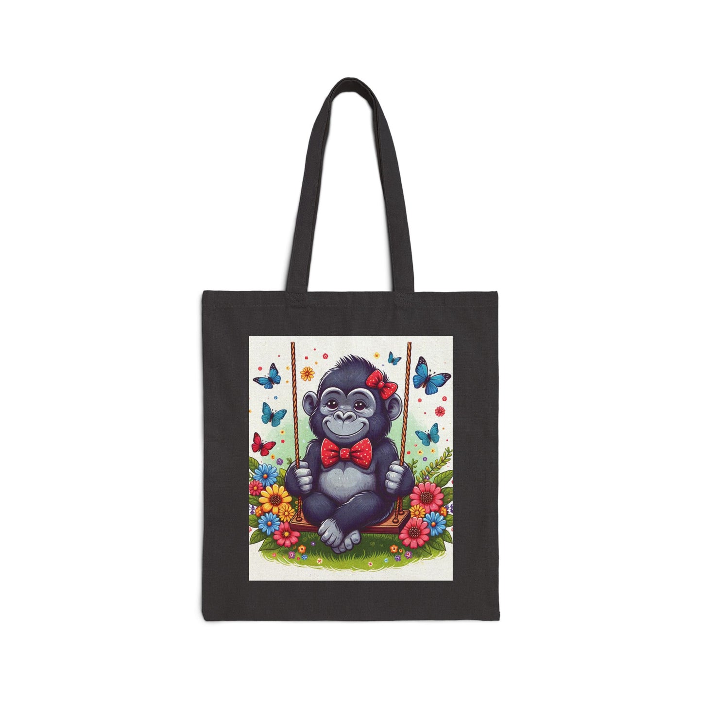 Embrace the charm and functionality with our "Sweet Monkey on Swing" Canvas Tote Bag! This delightful tote features a lovable monkey, reminiscent of a human child enjoying a swing. Perfect for monkey enthusiasts, nature lovers. BUY NOW! (SK Superb)