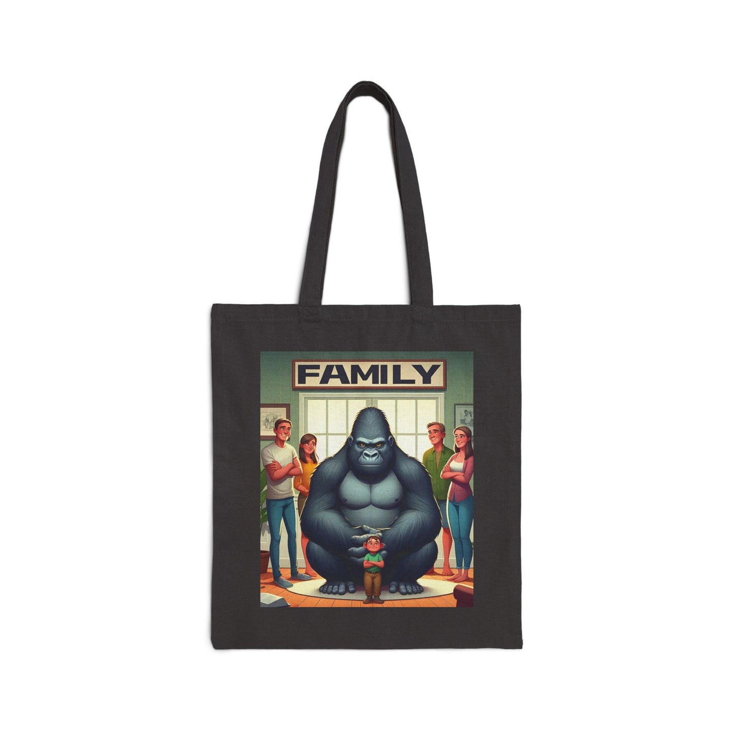 Family-Themed Gorilla Canvas Tote Bag (Black Color Bag)