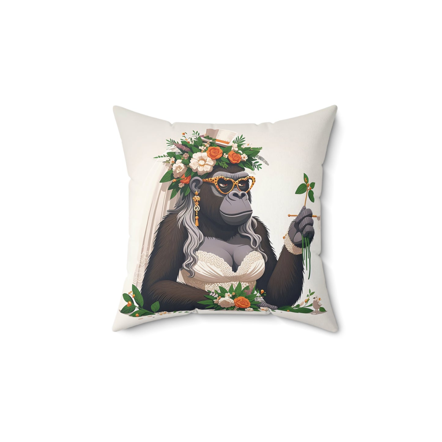Elegant Gorilla Bride Wedding Celebration Pillow