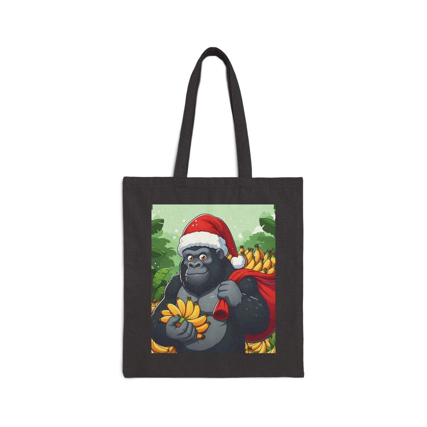 Festive Gorilla Santa Canvas Tote Bag - Perfect Christmas Gift