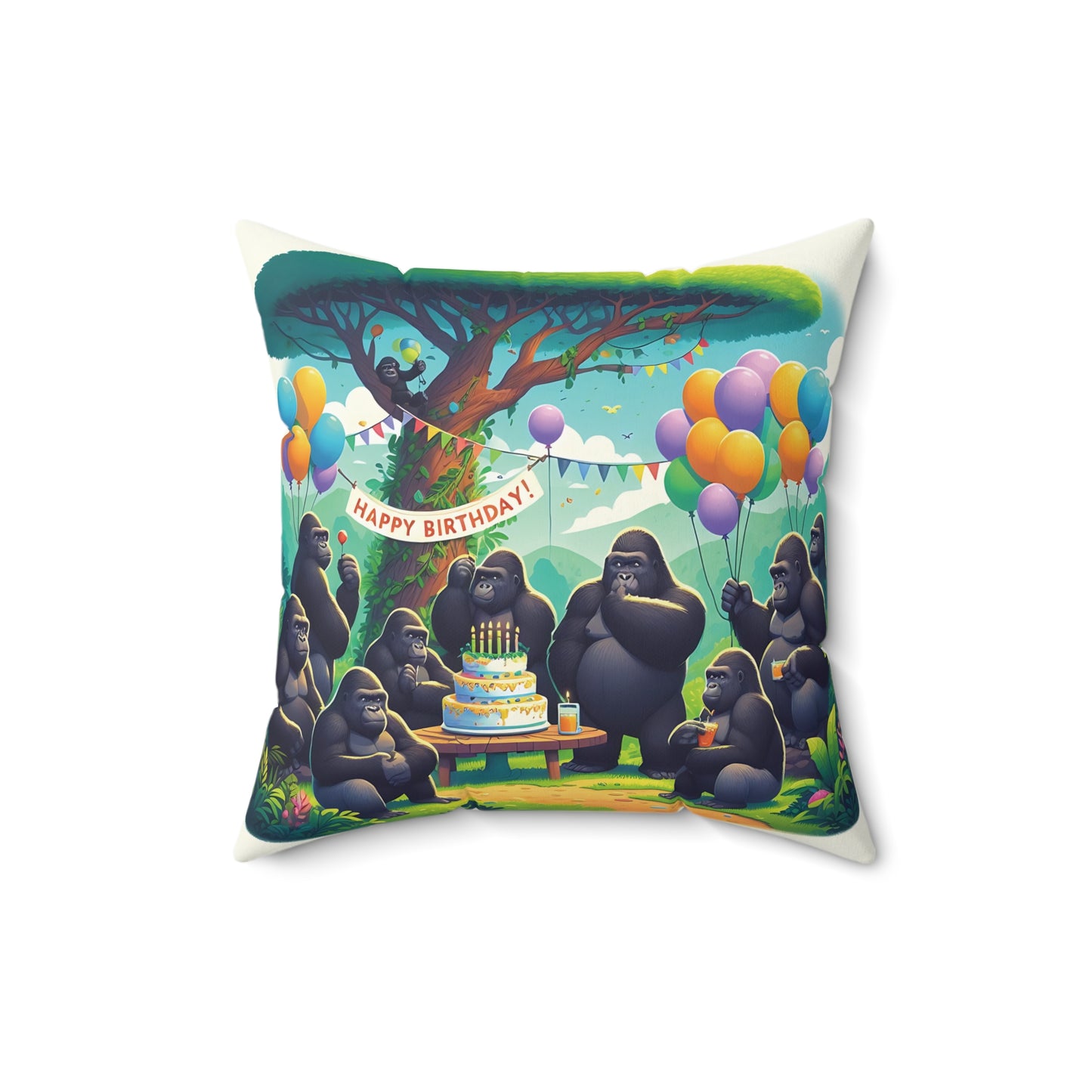 Birthday Celebration Gorilla Pillow
