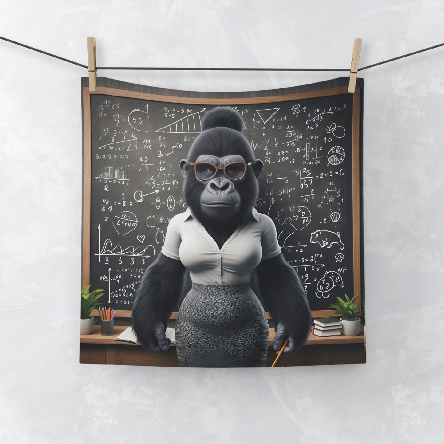 Add a touch of whimsy and wisdom to your home or classroom with our fun and functional "Smart & Sassy Female Gorilla Teacher Face Towel." Perfect gift for teachers, students, animal lovers, or anyone who loves a touch of humor. Ideal towel for bathrooms, kitchens, gyms, or as a decor piece. BUY NOW! (SK Superb)