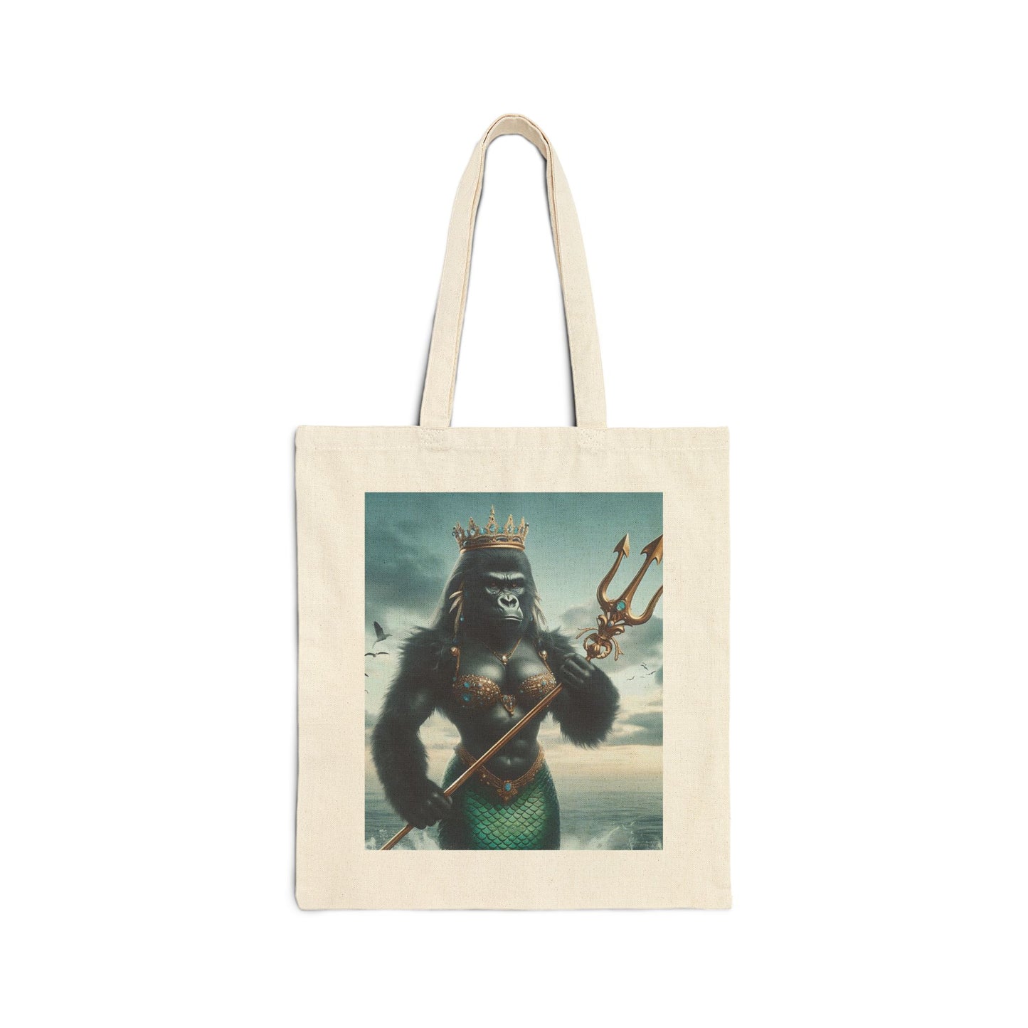 Dive into the depths of creativity with our Mythical Trident Gorilla Mermaid Canvas Tote Bag. The artwork captures the blend of gorilla strength and mythical allure, set against a mystical ocean backdrop. Perfect Gift: for fantasy lovers, animal enthusiasts, and those who appreciate unique art. BUY NOW! (SK Superb)