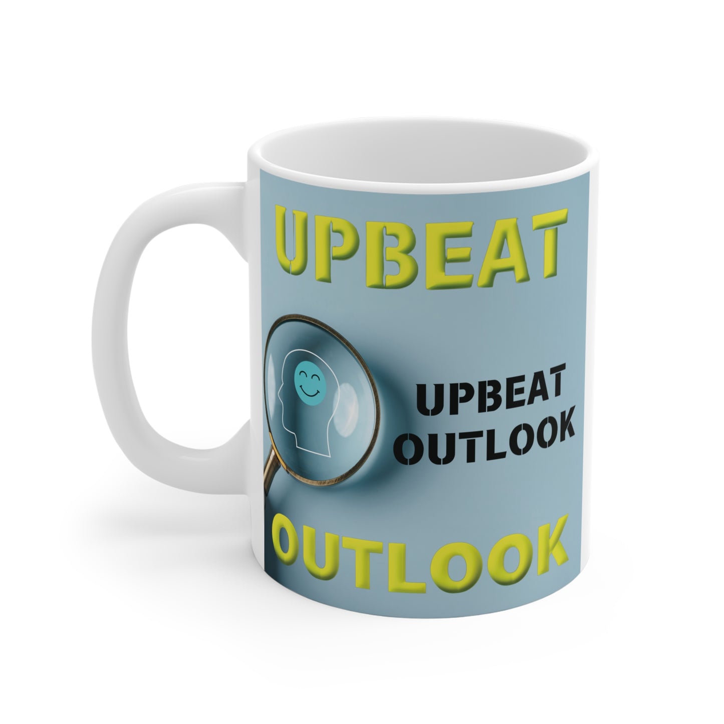 Start your day with positivity! This "Upbeat Outlook 11oz mug" is a motivational coffee cup, perfect for work or home. Great gift for a positive mindset!