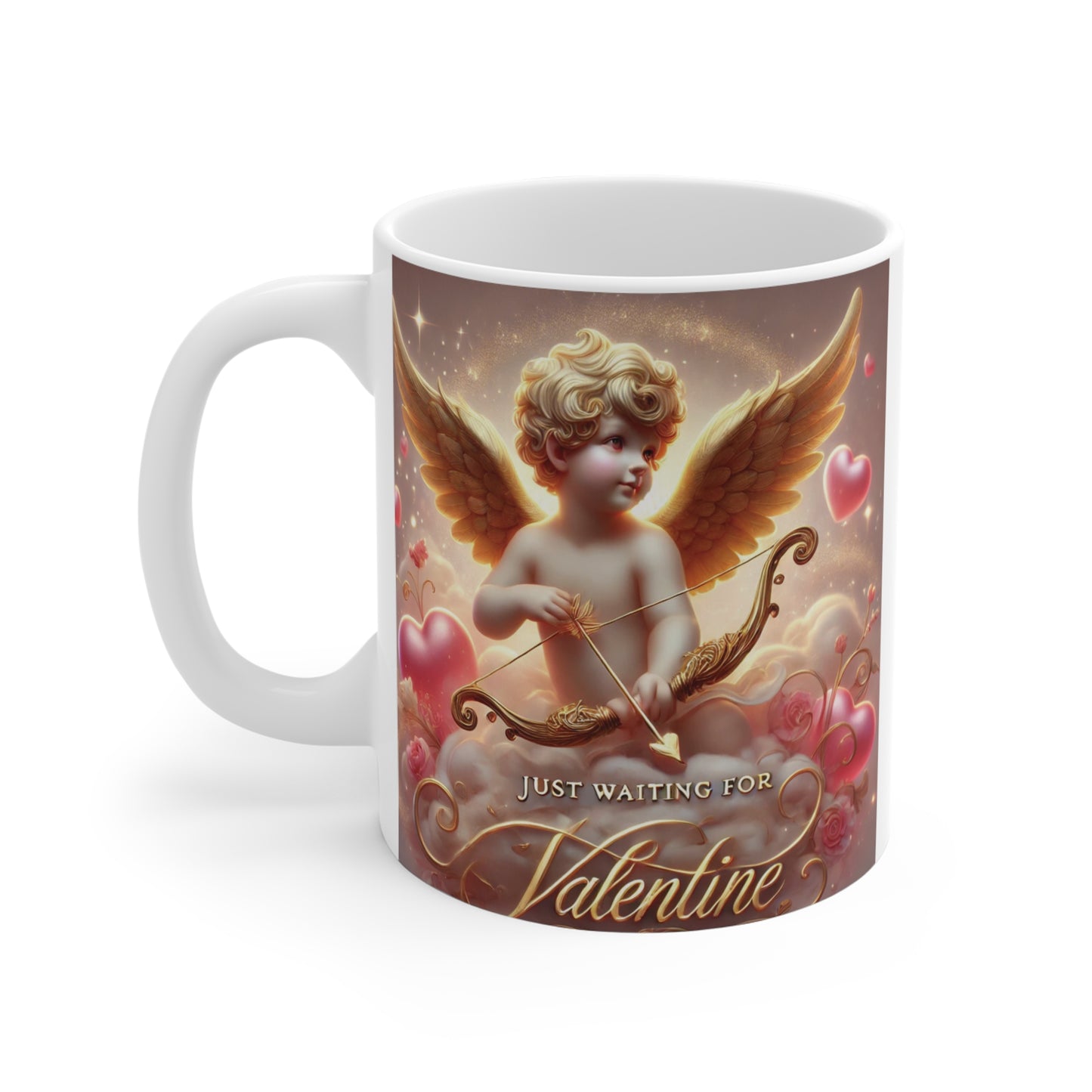 Adorable Valentine’s Day with our 11oz Cupid mug featuring a whimsical angel design. Perfect for gifting on any romantic occasion. BUY NOW!