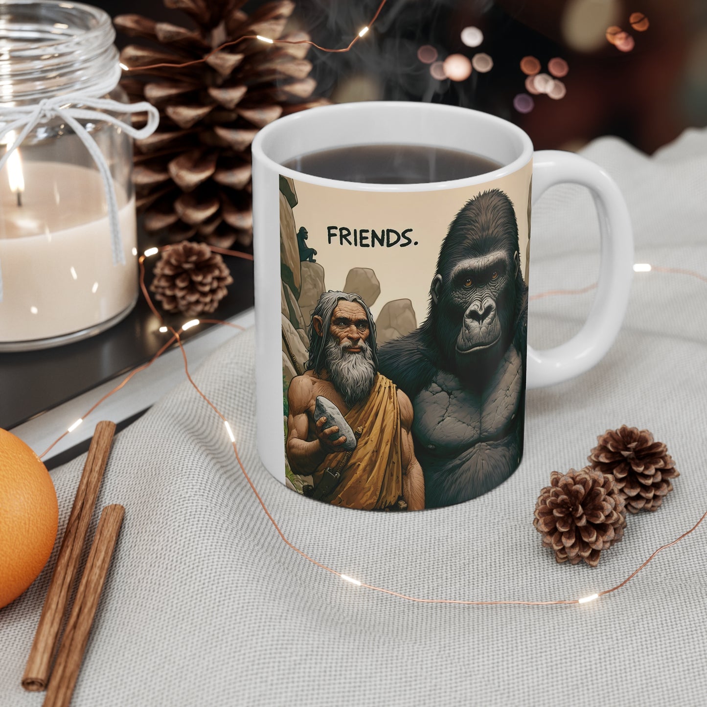 Friends Forever 11oz Mug - Gorilla and Human Companionship