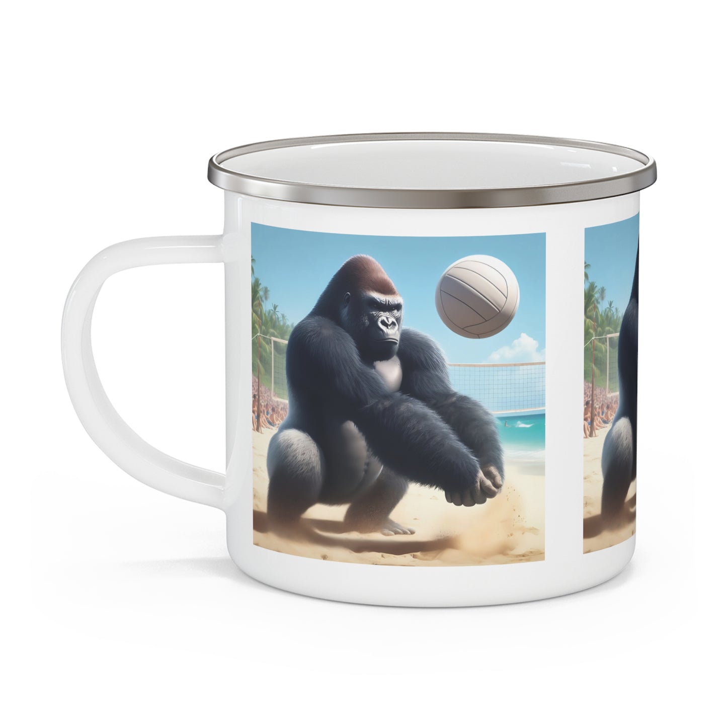 Gorilla Beach Volleyball Enamel Camping Mug