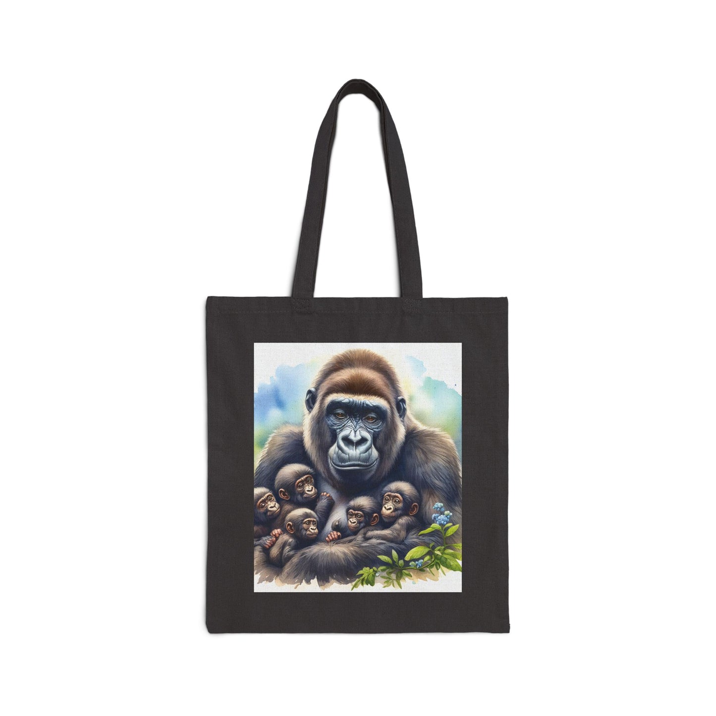 Our functional and meaningful "Gorilla Mama and Babies" Canvas Tote Bag captures the gentle nature of gorilla family life, emphasizing the universal bond between mothers and their children. Perfect for wildlife enthusiasts and animal lovers. BUY NOW! (SK Superb)