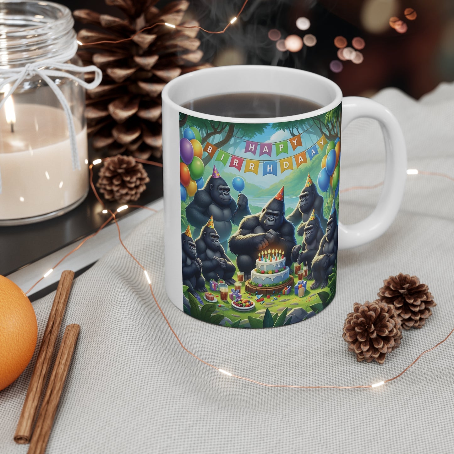Playful Jungle Gorilla Birthday 11oz Mug - Birthday Gift