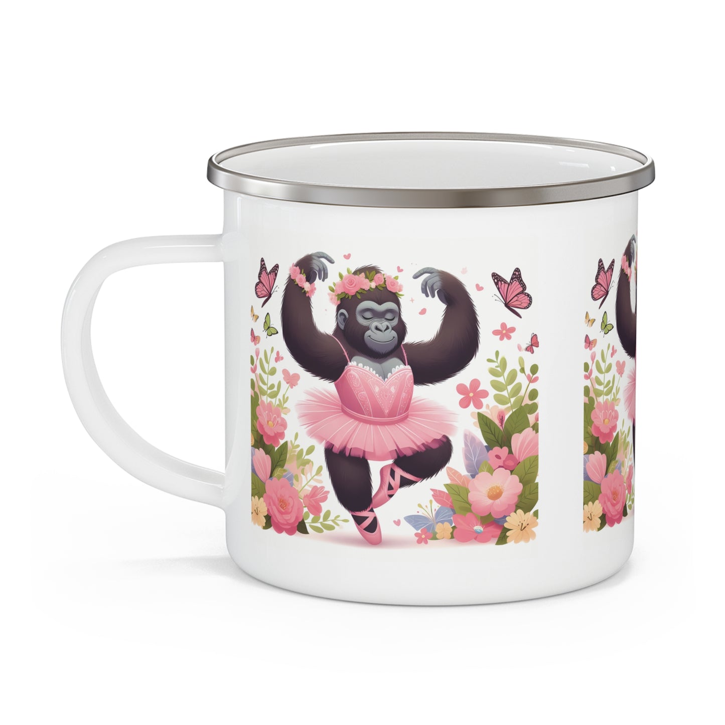 Sweet Baby Gorilla Ballerina Enamel Camping Mug - Gift/Kids/Adult