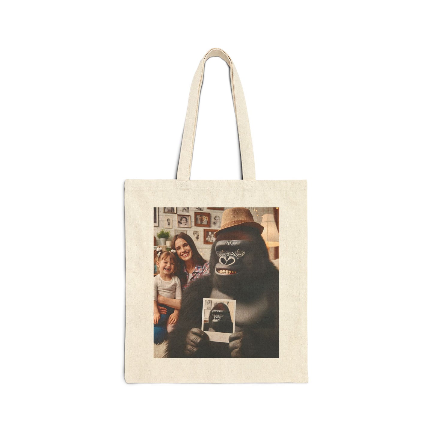 Introducing our functional "Charming Gorilla Family" Canvas Tote Bag, a delightful accessory that captures the warmth and joy of family moments. Carry your essentials with whimsical charm. Ideal for animal lovers, families, and anyone who appreciates unique and fun accessories. BUY NOW! (SK Superb)