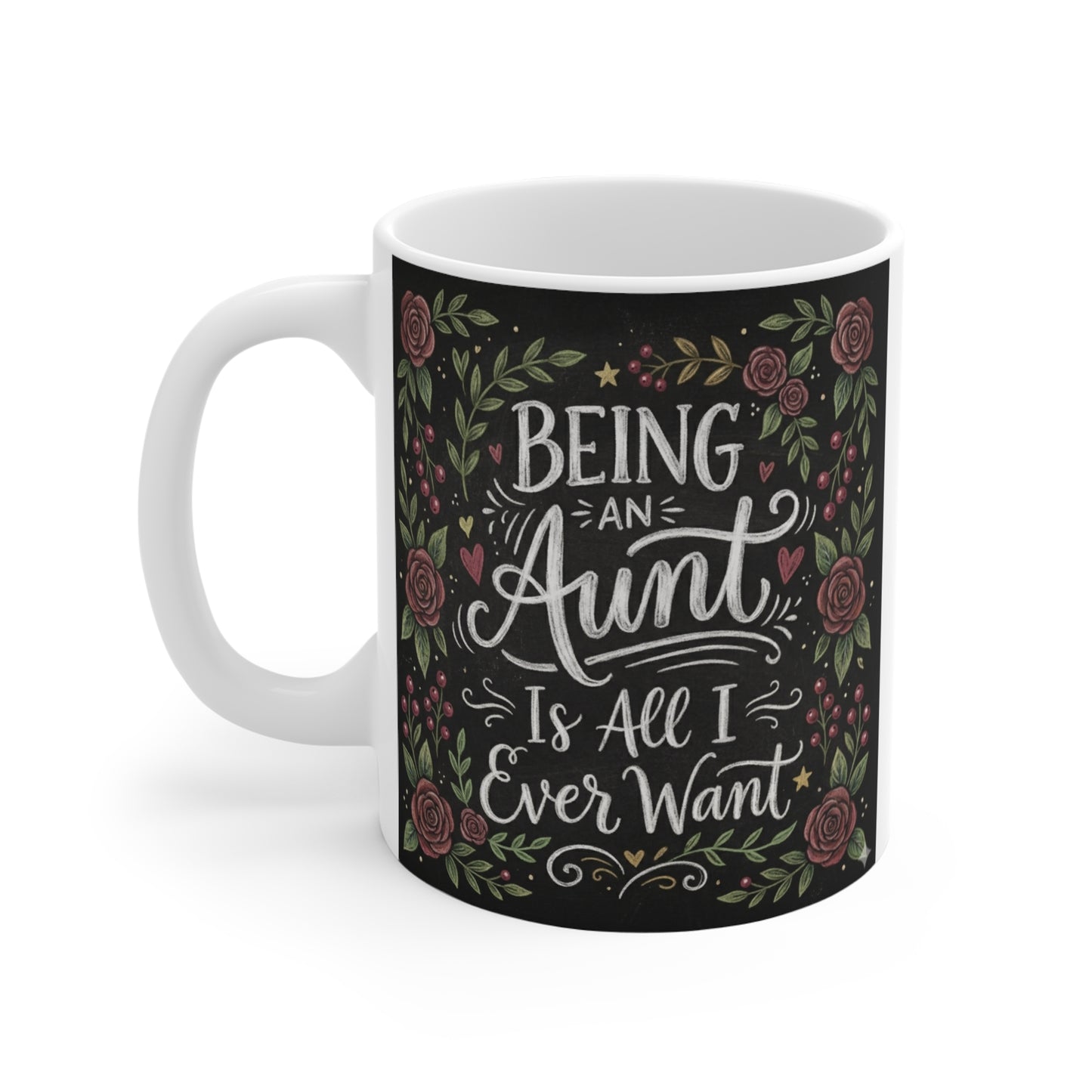 Elegant black floral mug for aunt with heartfelt quote. ideal gift for proud aunt coffee tea cup 11oz