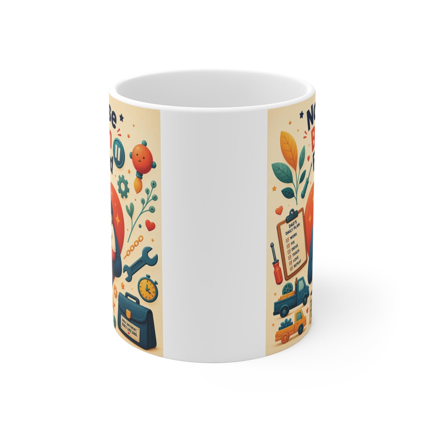 Cute Father’s Day mug for dads with modern cartoon artwork and motivational text