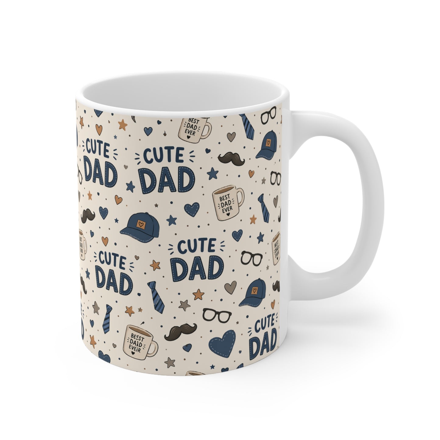 All-over print dad mug 11oz with cute dad design, funny father’s day coffee cup gift for dad