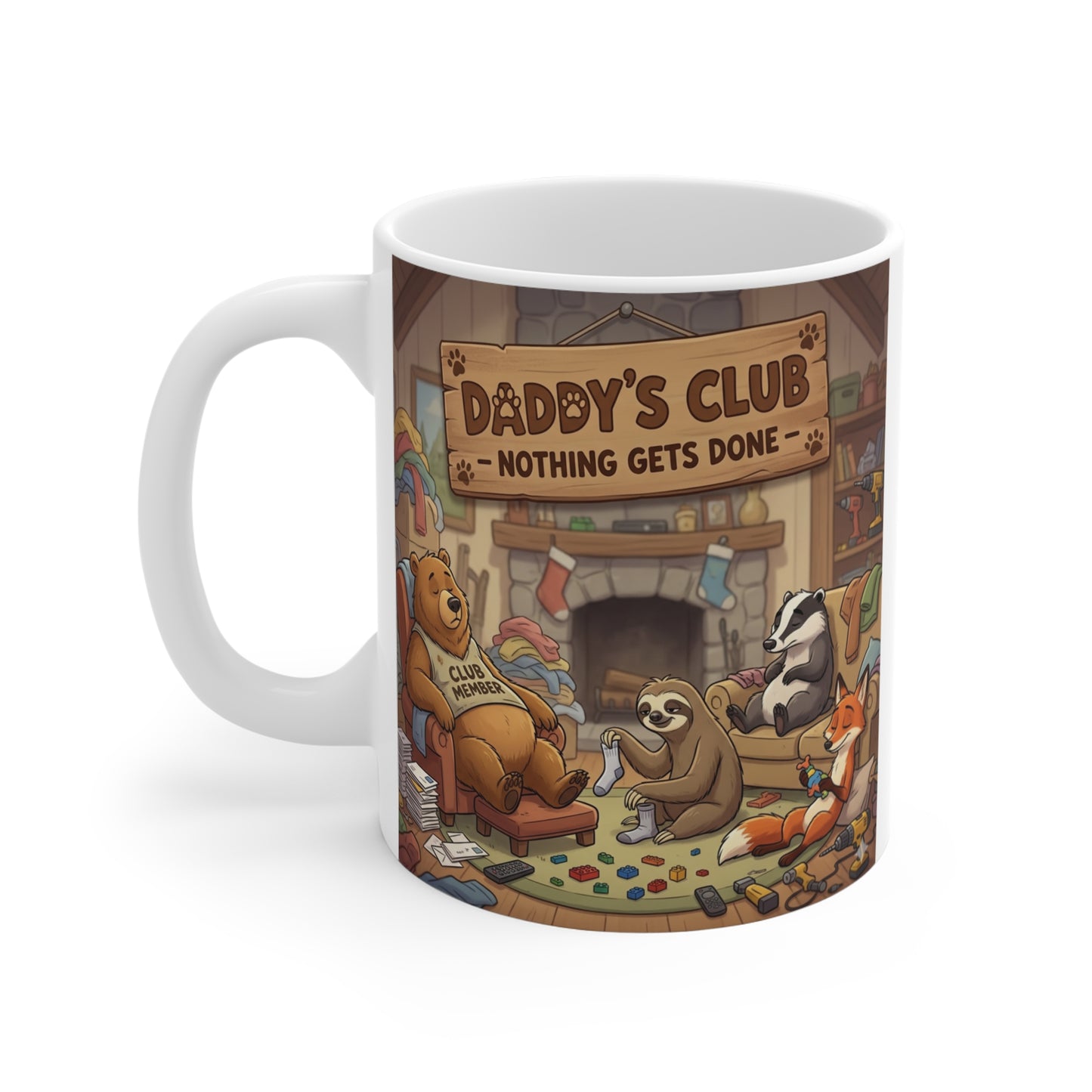 Cute animal dad mug gift showing relaxed fathers scene with funny slogan, perfect for Father’s Day or new dad present
