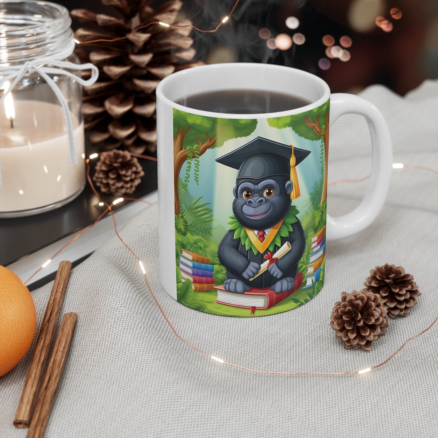 Gift for Junior Cup with Cartoon Gorilla Graduate Design