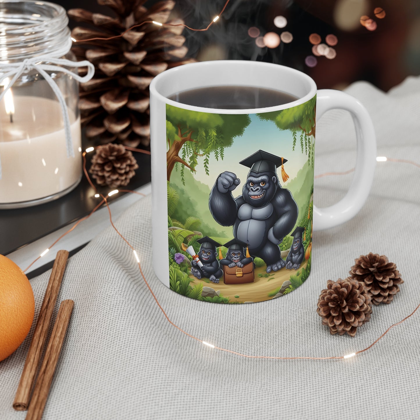 Grad Gift Mug with Gorilla Graduation Family Design