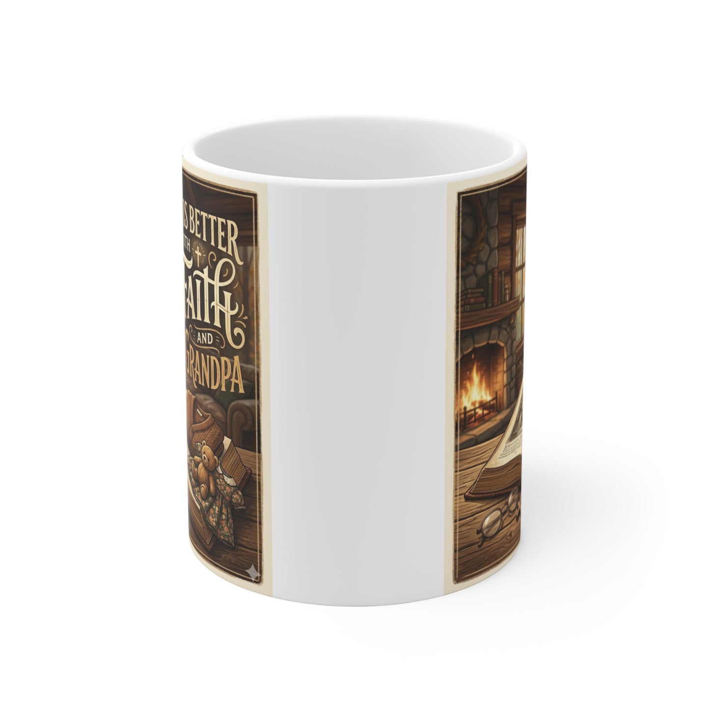 Religious grandfather coffee cup displaying Life Is Better With Faith and Grandpa design