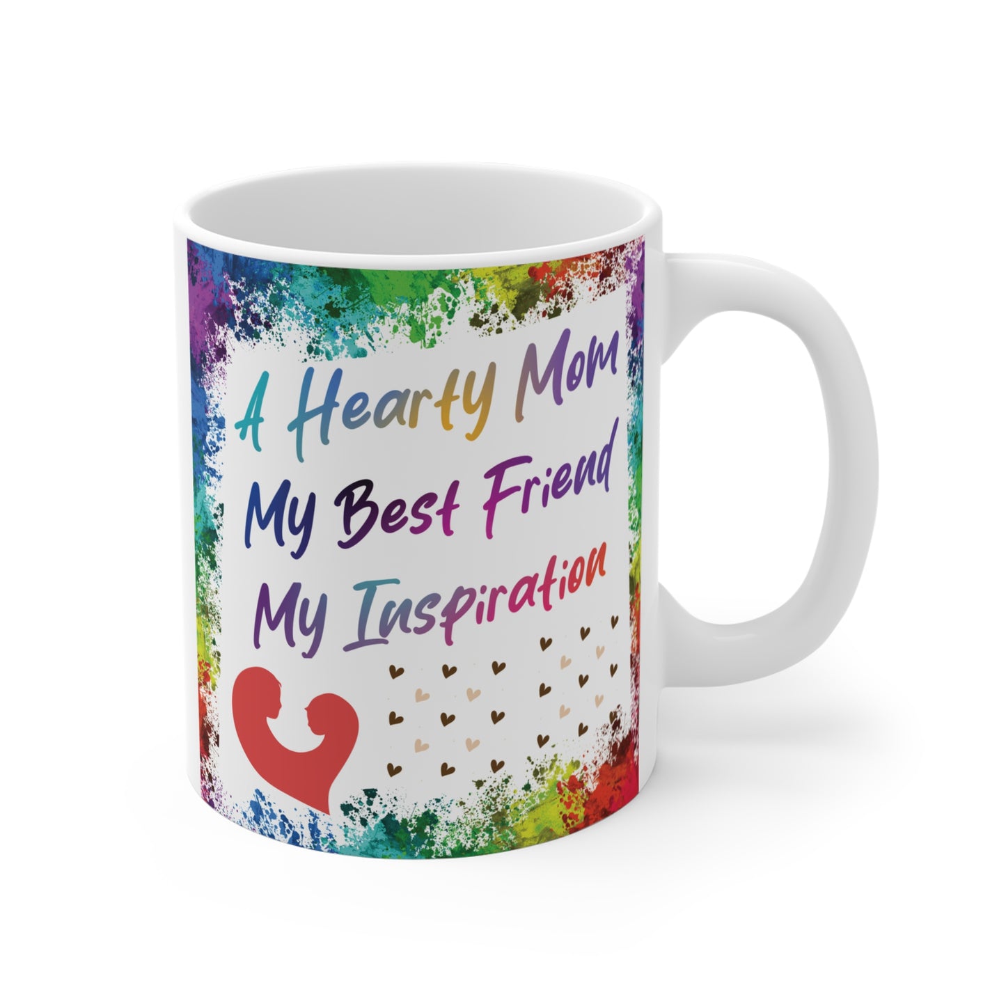 Colorful coffee mug for mom with heartfelt quote ‘my best friend my inspiration’, unique gift idea for moms birthday or Mother’s Day