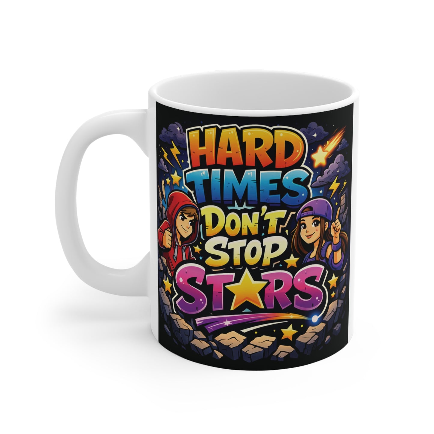 Colorful encouragement mug with galaxy background and uplifting quote for coffee and tea lovers