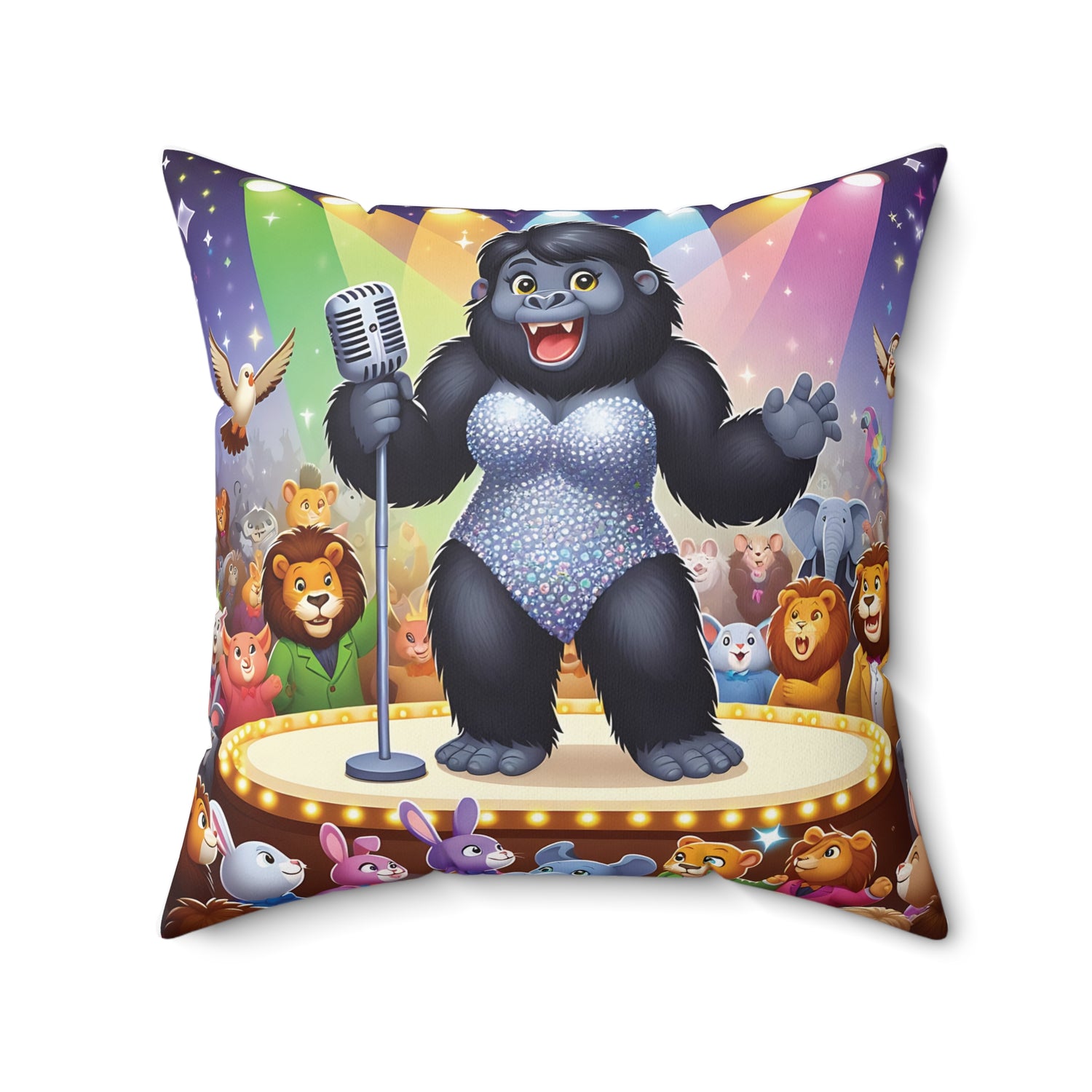 Many cute square indoor pillows in various sizes for selection. 100% Polyester cover and Polyester pillow included. Double sided print with concealed zipper. (SK Superb)