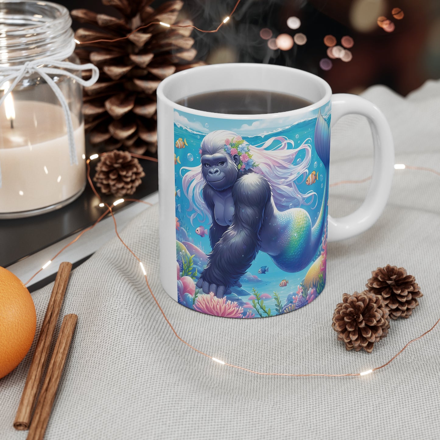 Stunning Gorilla Mermaid Design 11oz Mug