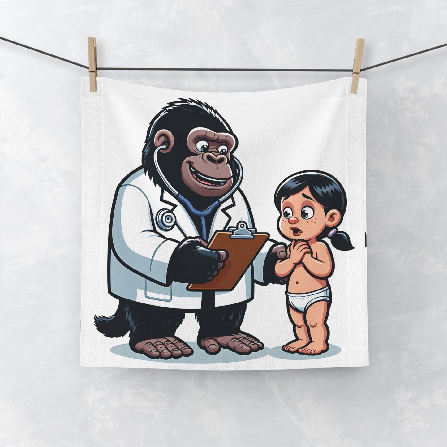 Make bath time or hand-washing fun and educational with our "Cartoon Gorilla Doctor Face Towel", perfect for kids and parents. The playful design will capture your child's imagination, making them excited about hygiene. Ideal towel for home use, in schools, or gift for children and pediatricians. BUY NOW! (SK Superb)