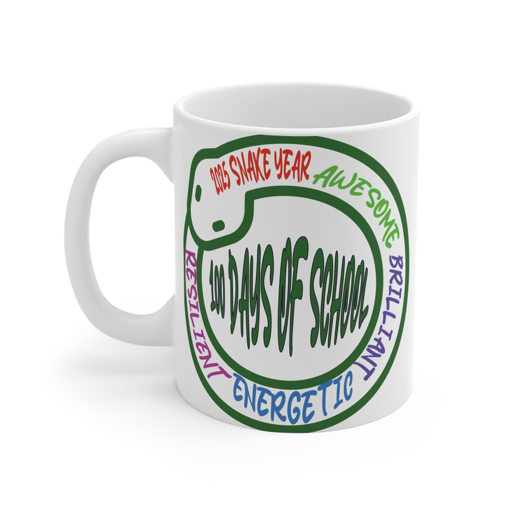 Celebrate 100 days of school with our 2025 Snake Year 11oz mug! A great gift for school milestones and classroom celebrations! BUY NOW!