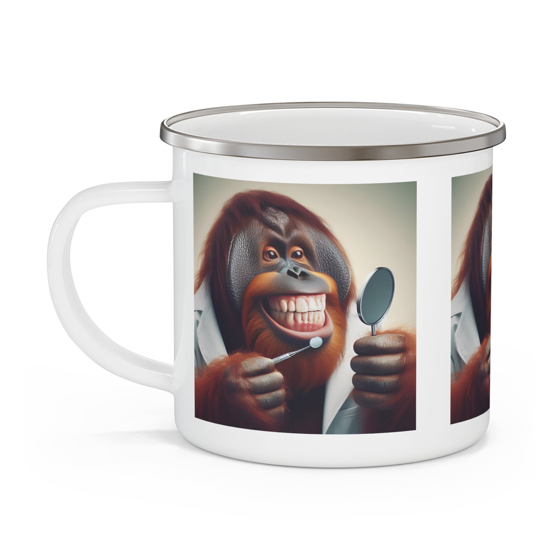 Fun Orangutan Dentist Teeth Inspection Enamel Camping Mug - Wildlife Theme