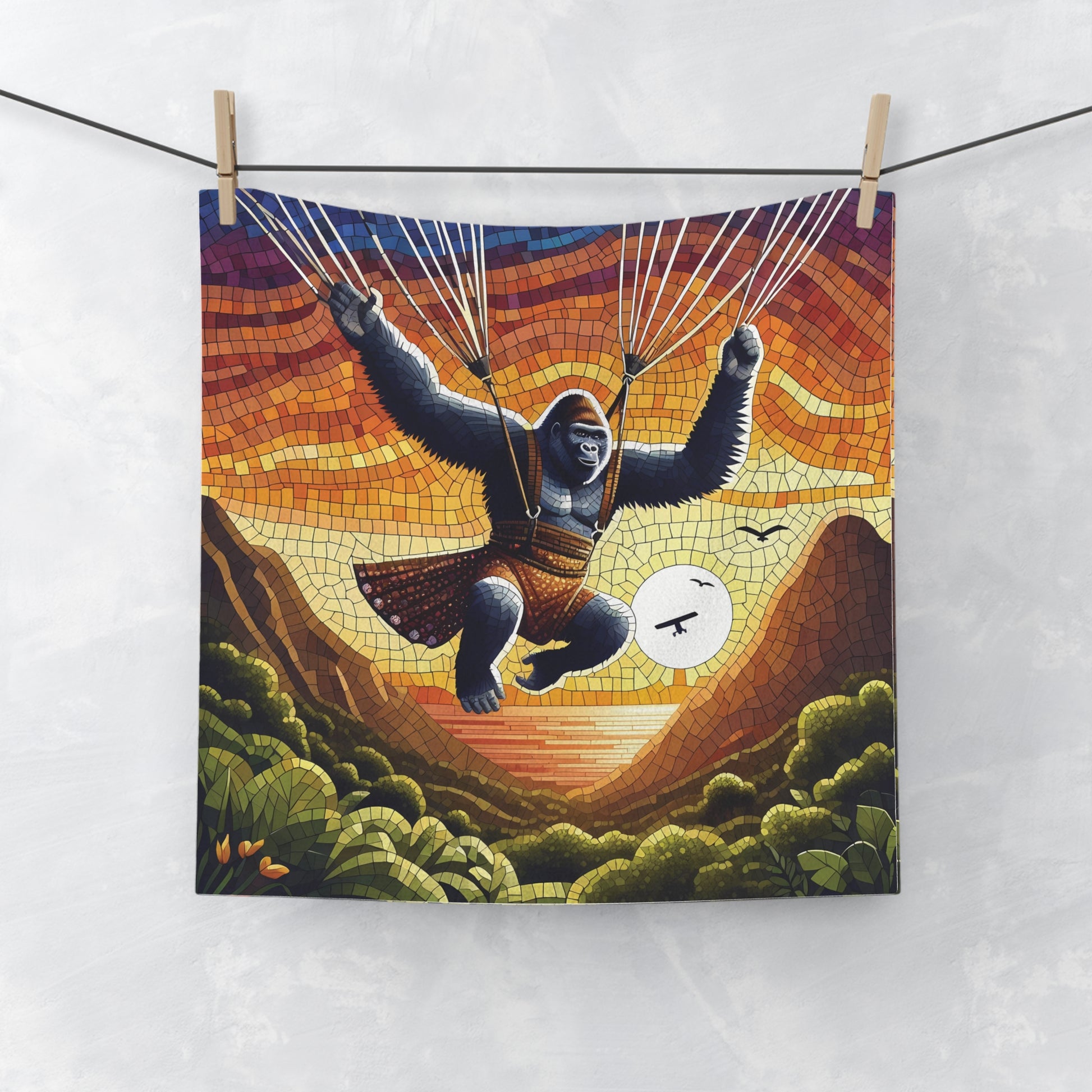 Unleash your adventurous spirit with our Female Gorilla Paragliding Face Towel, a tribute to fearless women who dare to soar. Ideal for bathroom decor, gym, travel, or everyday use. A unique and thoughtful gift for adventurers, nature lovers, and anyone who appreciates empowering designs. BUY NOW! (SK Superb)