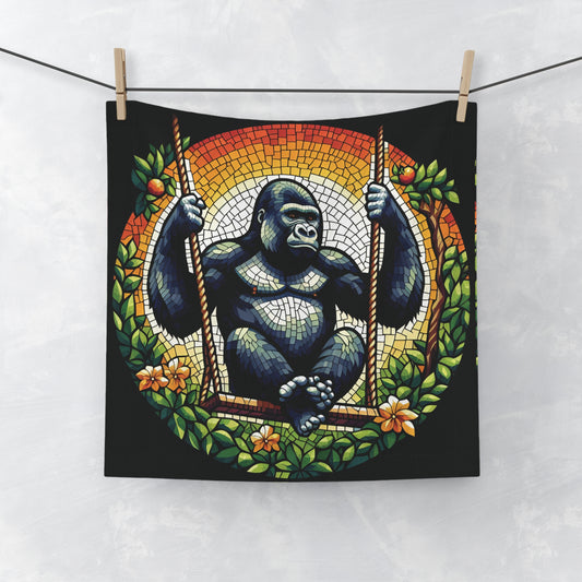 Our Elegant Mosaic Gorilla Swing Face Towel features a mosaic design gorilla leisurely swinging, adding a unique artistic flair to your home decor. Ideal as a gift for animal lovers and art enthusiasts, this face towel combines functionality with an eye-catching design. BUY NOW! (SK Superb)